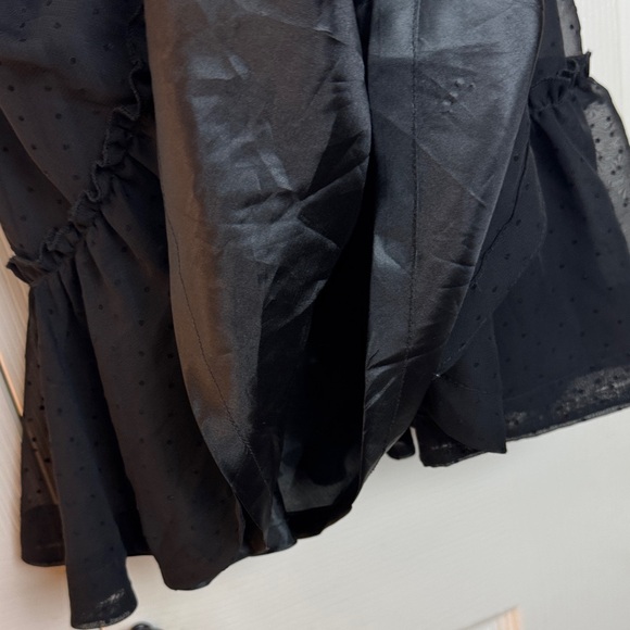 Split Black Ruffled Mini Dress - Picture 5 of 16